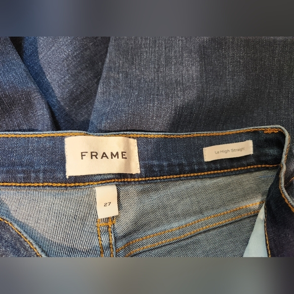 FRAME Le High Straight Jeans Raw Edge Hem Size 27 - Picture 5 of 6